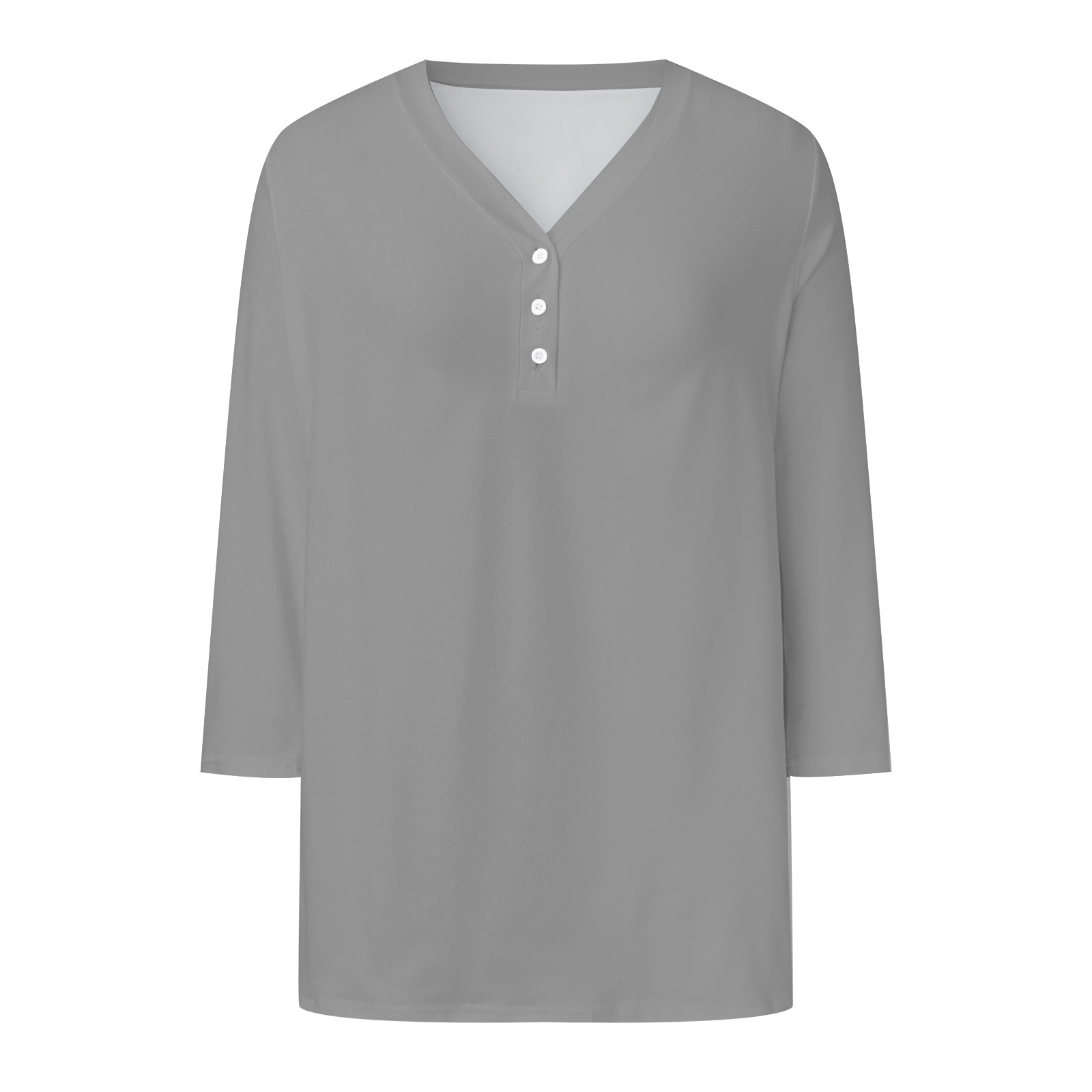 thumbnail image 4 of Blusa de manga 3/4 y cuello en V para mujer: estampado floral, poliéster, corte ajustado, prenda elegante informal para la oficina o una fiesta, combina con vaqueros o faldas., 4 of 5